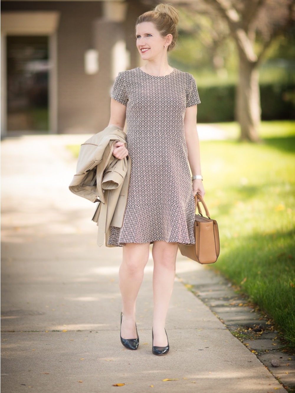 LOFT Short-Sleeve A-Line Mini Dress